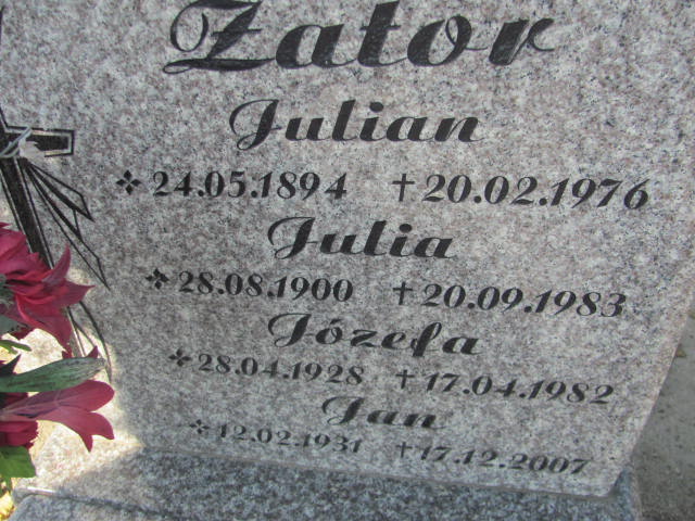 Józefa Zator 1928 Węgliniec - Grobonet - Wyszukiwarka osób pochowanych